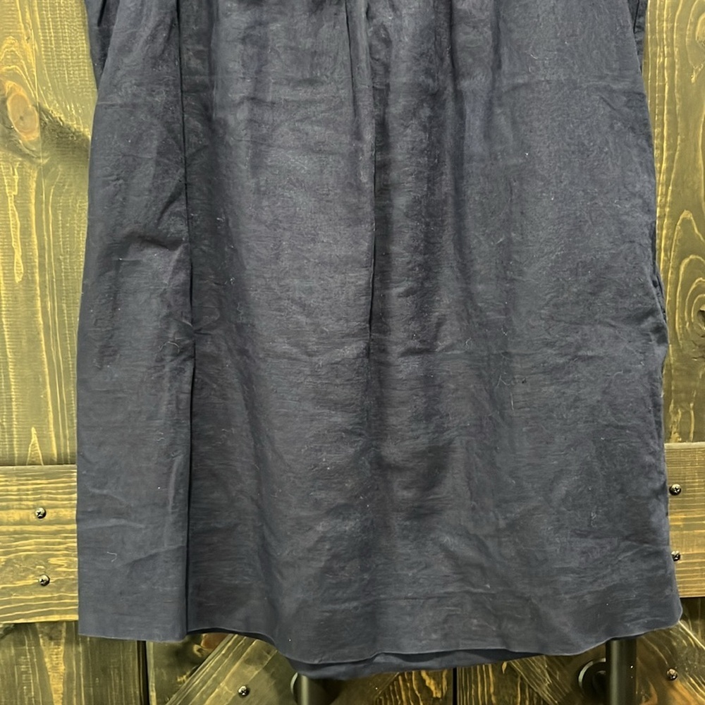 J. Crew Linen Blend Mini Dress 10 Embroidered Floral Boho Chic Navy Blue‎ Cotton - Picture 4 of 10